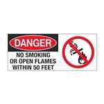 Danger No Smoking Open Flames Within 50 Feet 7" x 17" Sign